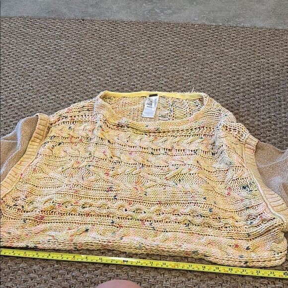 Free People Cream Shrug Sweater with Textural Contrast - Picture 6 of 7